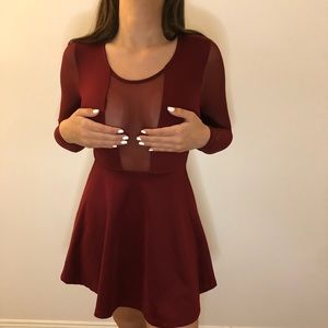 LF Paper Heart Brand Wine Color Mesh Dress